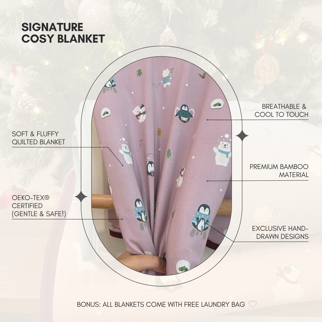 Petite Cosy Blanket - Love, Lights, & Cosy Nights (Maroon)
