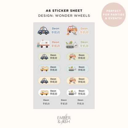 Name Stickers – A6 Party Pack (Set of 8 or More)
