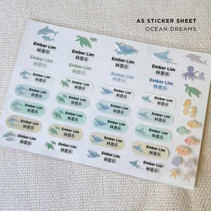 Name Stickers – A5 Sheets (Standard Pack)