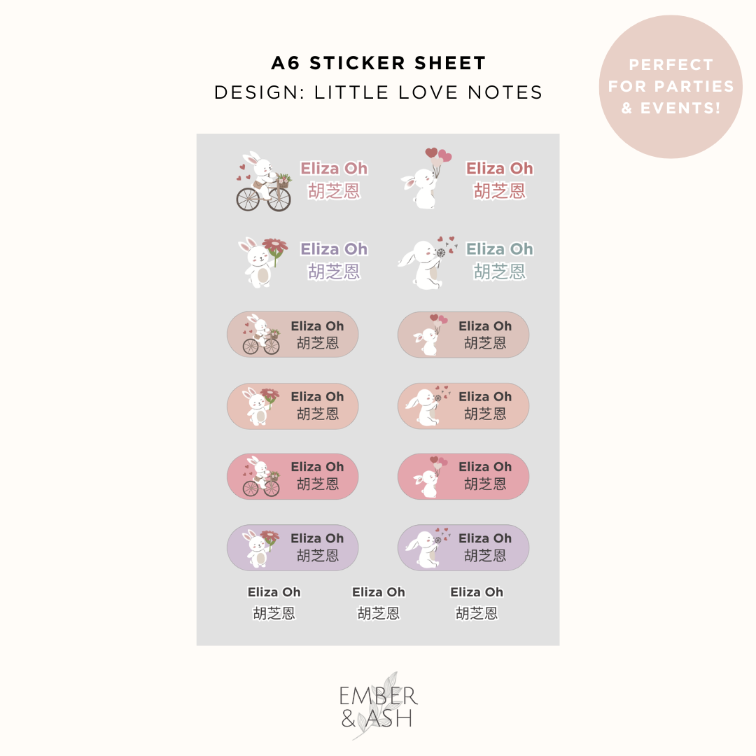 Name Stickers – A6 Party Pack (Set of 8 or More)